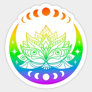 Rainbow Lotus And Moon Yoga Lover Zen Meditation Spiritual Abstract Art Sticker